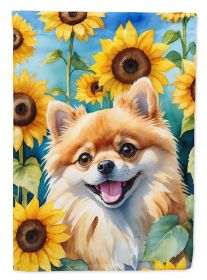 Pomeranian in Sunflowers Garden Flag Mailbox Flag Decorative Yard Flag Banner Outside Patio Artwork Yard Flower Beds, Garden Size, Multicolor