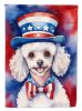 White Poodle Patriotic American Garden Flag Mailbox Flag Decorative Yard Flag Banner Outside Patio Artwork Yard Flower Beds, Garden Size, Multicolor