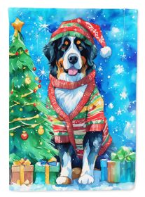Bernese Mountain Dog Christmas House Flag Large Porch Sleeve Pole Decorative Outside Yard Banner Artwork Wall Hanging, Polyester, House Size