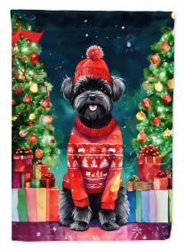 Affenpinscher Christmas House Flag Large Porch Sleeve Pole Decorative Outside Yard Banner Artwork Wall Hanging, Polyester, House Size, Multicolor