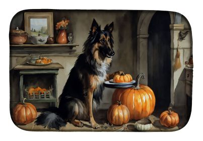 Belgian Tervuren Fall Kitchen Pumpkins Dish Drying Mat Absorbent Dish Drying Mat Pad for Kitchen Counter Dish Drainer Mat for Countertop, 14 x 21"