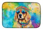 Golden Retriever Hippie Dawg Dish Drying Mat Absorbent Dish Drying Mat Pad for Kitchen Counter Dish Drainer Mat for Countertop, 14 x 21", Multicolor
