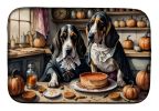 Basset Hound Fall Kitchen Pumpkins Dish Drying Mat Absorbent Dish Drying Mat Pad for Kitchen Counter Dish Drainer Mat for Countertop, 14 x 21"
