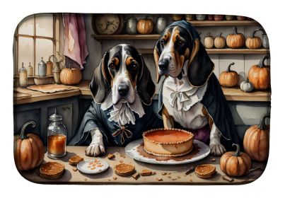 Basset Hound Fall Kitchen Pumpkins Dish Drying Mat Absorbent Dish Drying Mat Pad for Kitchen Counter Dish Drainer Mat for Countertop, 14 x 21"