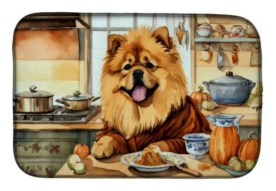 Chow Chow Fall Kitchen Pumpkins Dish Drying Mat Absorbent Dish Drying Mat Pad for Kitchen Counter Dish Drainer Mat for Countertop, 14 x 21"