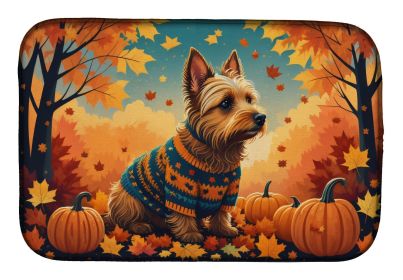 Australian Terrier Terrier Fall Dish Drying Mat Absorbent Dish Drying Mat Pad for Kitchen Counter Dish Drainer Mat for Countertop, 14 x 21"