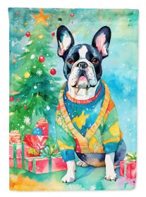 French Bulldog Christmas Garden Flag Mailbox Flag Decorative Yard Flag Banner Outside Patio Artwork Yard Flower Beds, Garden Size, Multicolor