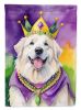 Great Pyrenees King of Mardi Gras Garden Flag Mailbox Flag Decorative Yard Flag Banner Outside Patio Artwork Yard Flower Beds, Garden Size, Multicolor