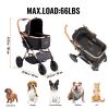VEVOR Pet Stroller, 4 Wheels Dog Stroller Rotate with Brakes, 66 lbs Weight Capacity, Puppy Stroller with Detachable Carrier