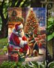 German Shepherd and Santa Claus Garden Flag Mailbox Flag Decorative Yard Flag Banner Outside Patio Artwork Yard Flower Beds, Garden Size, Multicolor