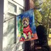 Cairn Terrier Christmas House Flag Large Porch Sleeve Pole Decorative Outside Yard Banner Artwork Wall Hanging, Polyester, House Size, Multicolor