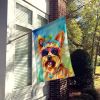Yorkshire Terrier Hippie Dawg House Flag Large Porch Sleeve Pole Decorative Outside Yard Banner Artwork Wall Hanging, Polyester, House Size
