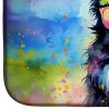 Border Collie Hippie Dawg Dish Drying Mat Absorbent Dish Drying Mat Pad for Kitchen Counter Dish Drainer Mat for Countertop, 14 x 21", Multicolor
