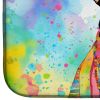 Doberman Pinscher Hippie Dawg Dish Drying Mat Absorbent Dish Drying Mat Pad for Kitchen Counter Dish Drainer Mat for Countertop, 14 x 21", Multicolor