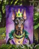 Doberman Pinscher King of Mardi Gras Garden Flag Mailbox Flag Decorative Yard Flag Banner Outside Patio Artwork Yard Flower Beds, Garden Size