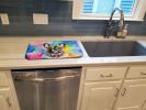 French Bulldog Hippie Dawg Dish Drying Mat Absorbent Dish Drying Mat Pad for Kitchen Counter Dish Drainer Mat for Countertop, 14 x 21", Multicolor