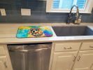 Golden Retriever Hippie Dawg Dish Drying Mat Absorbent Dish Drying Mat Pad for Kitchen Counter Dish Drainer Mat for Countertop, 14 x 21", Multicolor
