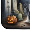 Bearded Collie Spooky Halloween Dish Drying Mat Absorbent Dish Drying Mat Pad for Kitchen Counter Dish Drainer Mat for Countertop, 14 x 21"