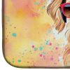 Airedale Terrier Hippie Dawg Dish Drying Mat Absorbent Dish Drying Mat Pad for Kitchen Counter Dish Drainer Mat for Countertop, 14 x 21", Multicolor
