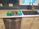 English Bulldog Hippie Dawg Dish Drying Mat Absorbent Dish Drying Mat Pad for Kitchen Counter Dish Drainer Mat for Countertop, 14 x 21", Multicolor
