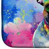 French Bulldog Hippie Dawg Dish Drying Mat Absorbent Dish Drying Mat Pad for Kitchen Counter Dish Drainer Mat for Countertop, 14 x 21", Multicolor