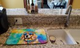 Golden Retriever Hippie Dawg Dish Drying Mat Absorbent Dish Drying Mat Pad for Kitchen Counter Dish Drainer Mat for Countertop, 14 x 21", Multicolor