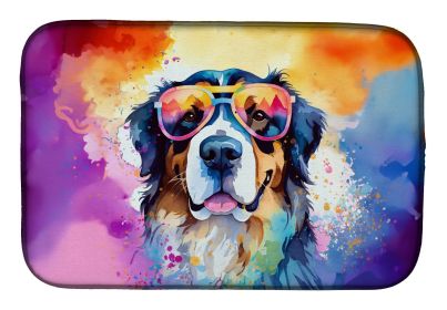 Bernese Mountain Dog Hippie Dawg Dish Drying Mat Absorbent Dish Drying Mat Pad for Kitchen Counter Dish Drainer Mat for Countertop, 14 x 21" (Default: Default)