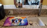 Bernese Mountain Dog Hippie Dawg Dish Drying Mat Absorbent Dish Drying Mat Pad for Kitchen Counter Dish Drainer Mat for Countertop, 14 x 21"